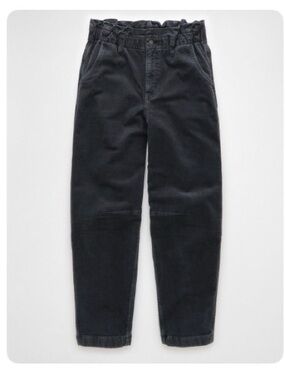 AE Stretch Super High Waist Corduroy Paper Bag Pants - Navy/Gray
